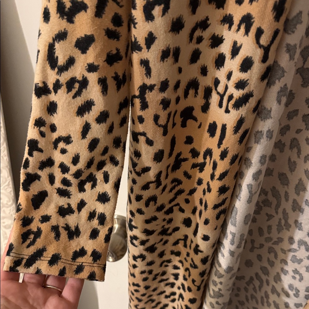 Leopard Print Long Open Front Cardigan Small - Picture 3 of 4